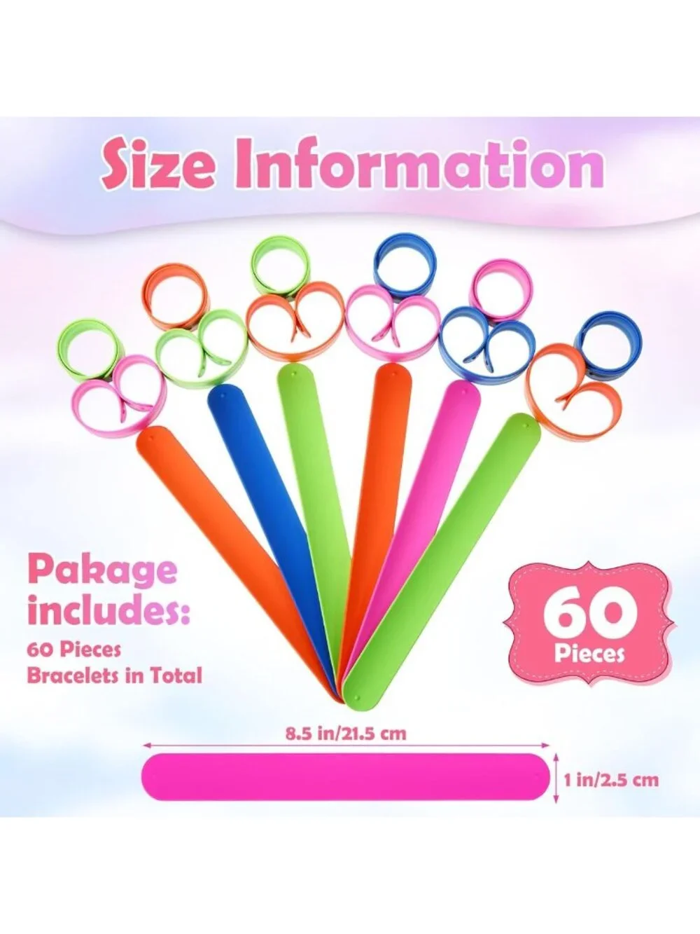 Colorful Silicone Slap Bracelets - 60 Pcs Fun Wristbands for Kids & Parties